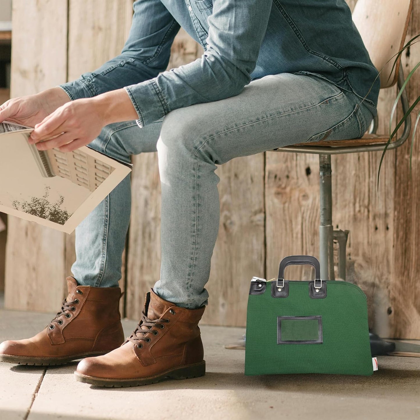 Fire Resistant Security Money Bag with Lock, Water Repellent, Safe Storage, Protects Important Valuables, 15 x 11 Inch (Forest Green)