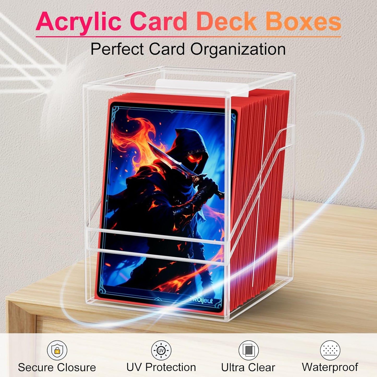 Card Deck Box with Portable Case, 6 Pack Clear Commander Deck Box with 6 Dividers, Holds 600+ Double Sleeved Cards, Fit for MTG, YuGiOh, TCG