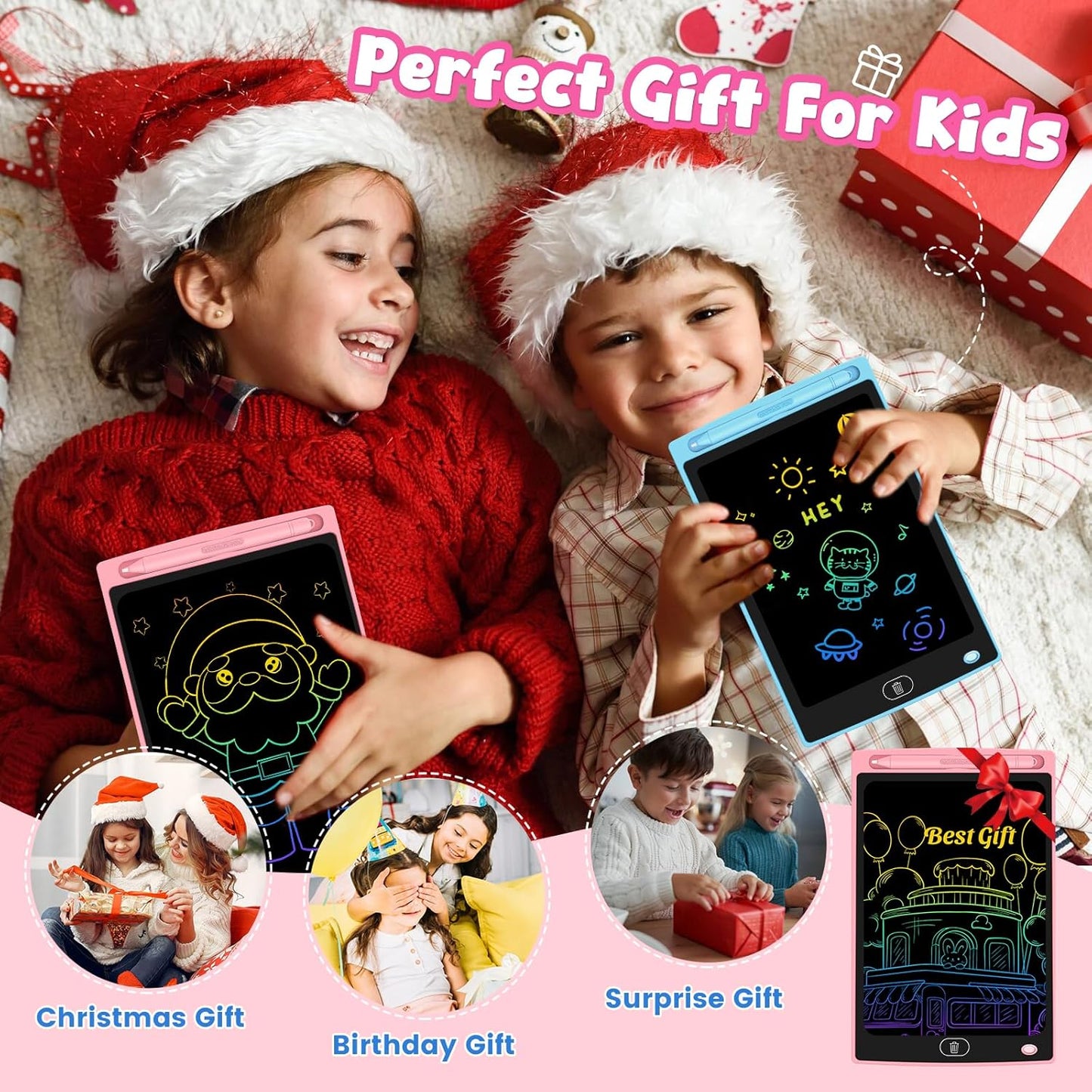 3 Pack LCD Writing Tablet for Kids - Erasable and Reusable Toddler Doodle Board in 8.5 inch, Ideal Drawing Pad for Learning Toy for Ages 3-8, Gift for Girls Boys (3 Pack (Pink,Blue, Green))