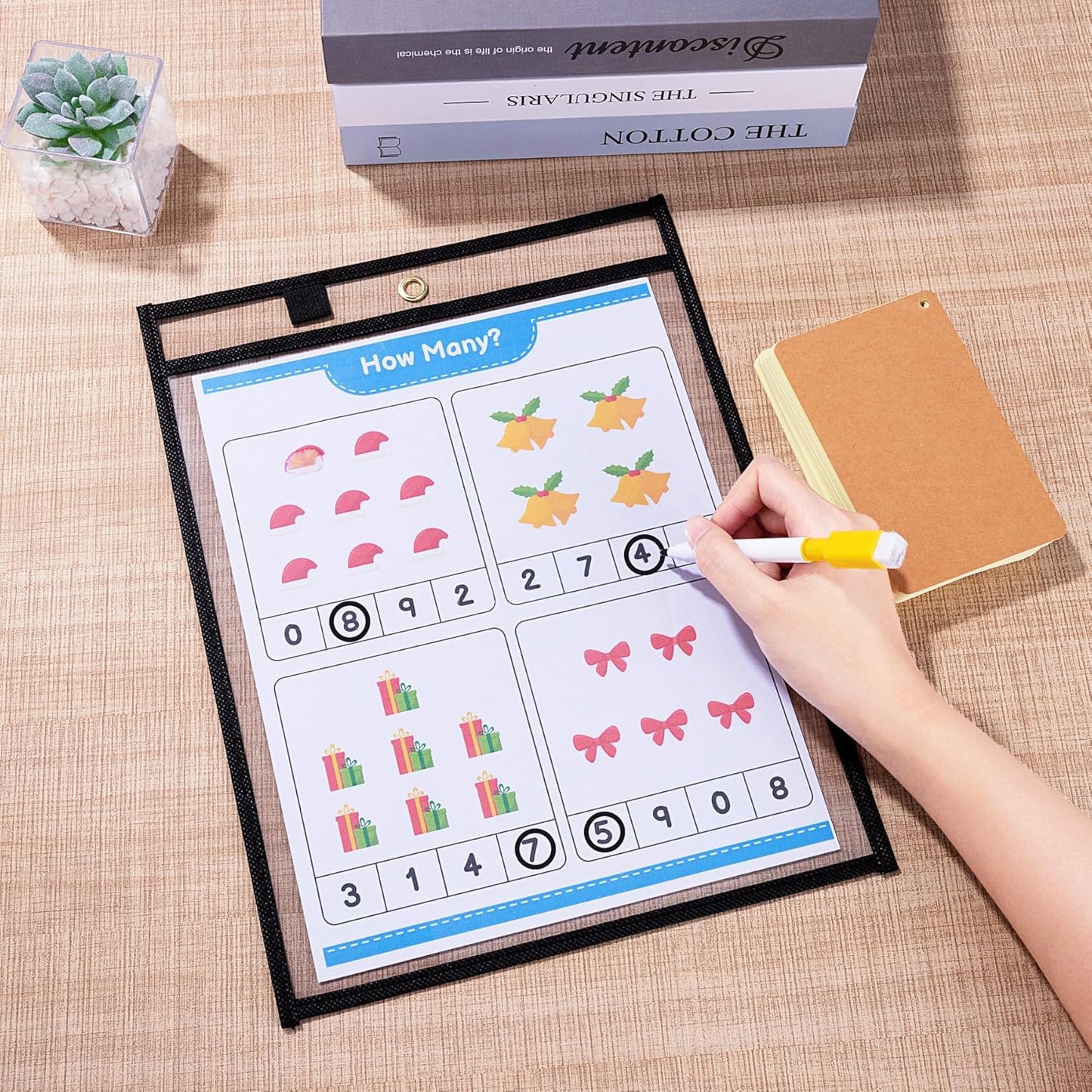 Ndsox 5 Packs Oversized Dry Erase Pockets Reusable Plastic Sleeves Clear Job Ticket Holders Heavy Duty Transparent Hanging Sheet Protectors for Teacher Classroom School Office Work Warehouse, Black