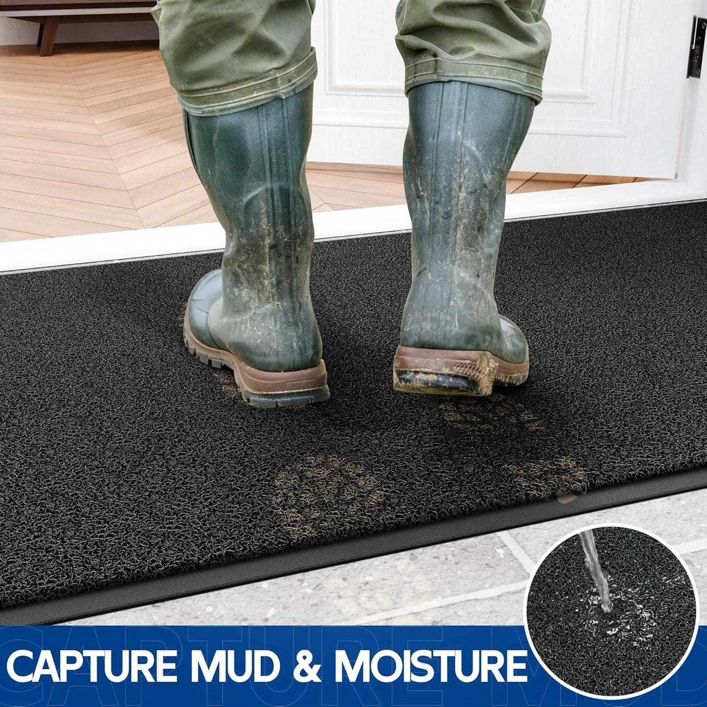 Sturdy Front Door Mat, 72" x 24" Heavy Duty Indoor Outdoor Doormat for Entryway, Fade Resistant, Waterproof Low Profile Entry Mat, Non Slip Welcome Mat for Outside Entrance, Patio, Home