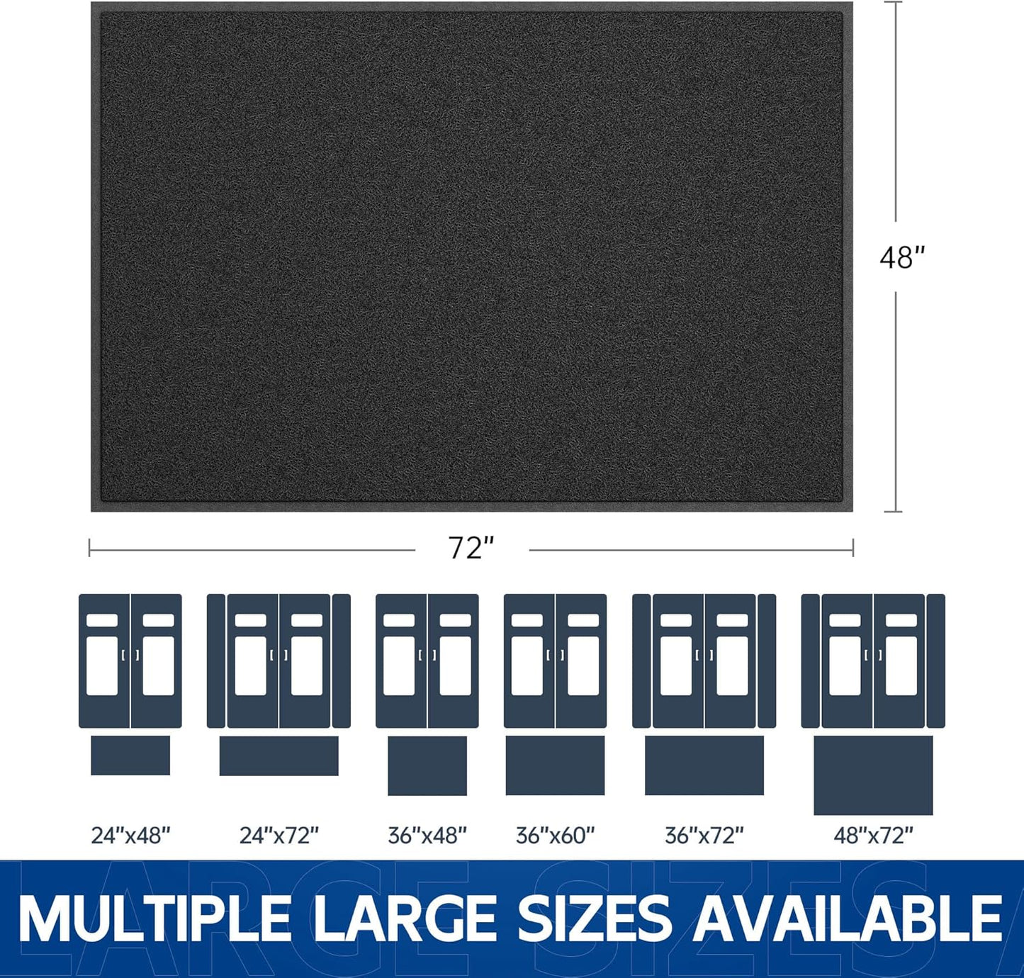 Sturdy Front Door Mat, 72" x 48" Heavy Duty Indoor Outdoor Doormat for Entryway, Fade Resistant, Waterproof Low Profile Entry Mat, Non Slip Welcome Mat for Outside Entrance, Patio, Home