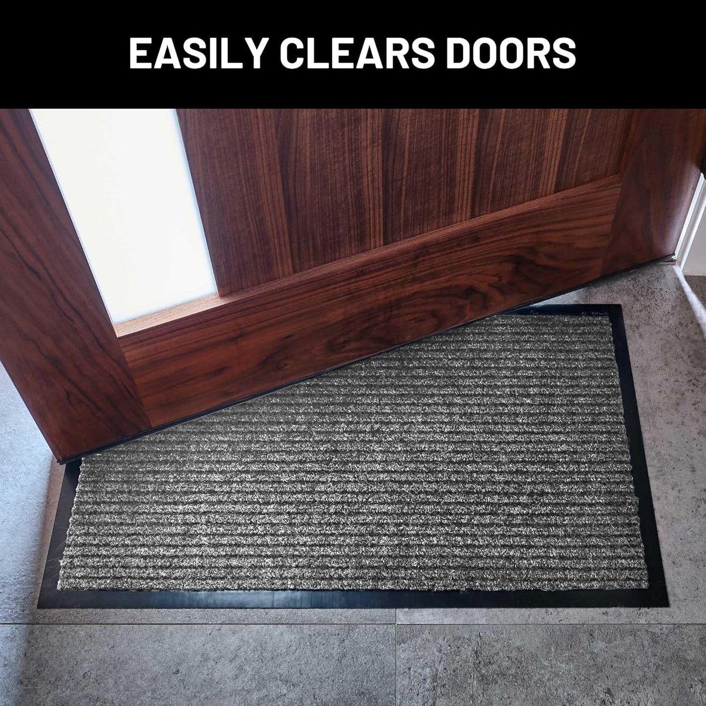 Sierra Concepts Front Door Mat Welcome Mats 2-Pack - Indoor Outdoor Entryway Mats for Shoe Scraper, Ideal for Inside Outside Home High Traffic Area, Battleship Gray 30 Inch x 17 Inch