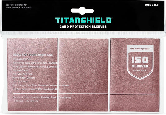 TitanShield (150 Rose Gold Sleeves) Compatible with MTG Magic The Gathering, Lorcana, Board Games and Trading Cards 2.5" x 3.5" 66x91mm