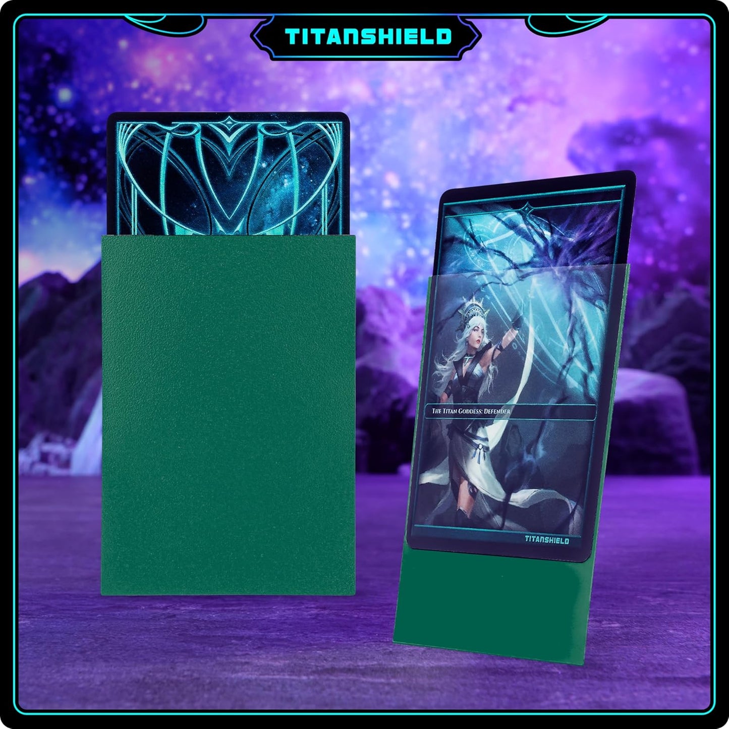 TitanShield (150 Sleeves/Green Standard Size Board Game Trading Card Sleeves Deck Protector Compatible with Pokemon and Magic The Gathering MTG