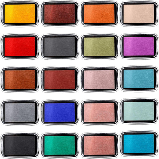 20 Pcs Large Finger Ink Pads for Kids Multicolor Washable Craft Ink Stamp Pads Retro Rainbow Ink Pad DIY for Rubber Stamps Paper Scrapbooking Fabric, 20 Colors