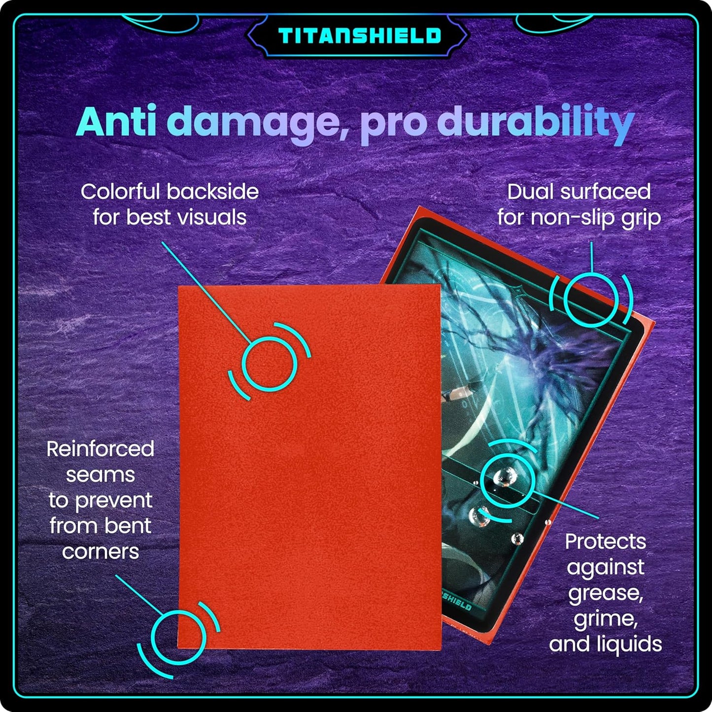 TitanShield (150 Sleeves/Red Standard Size Board Game Trading Card Sleeves Deck Protector Compatible with Pokemon, MTG Magic The Gathering