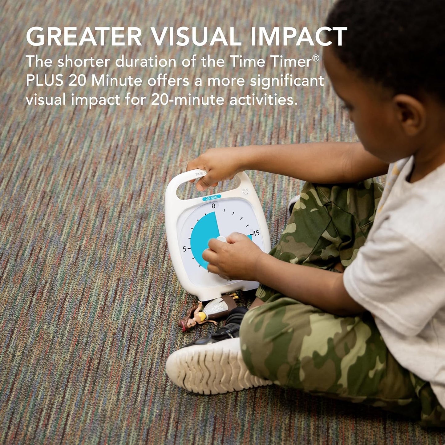 Time Timer PLUS 20 Minute Desk Visual Timer — Countdown Timer with Portable Handle for Classroom, Office, Homeschooling, Study Tool with Silent Operation (White)